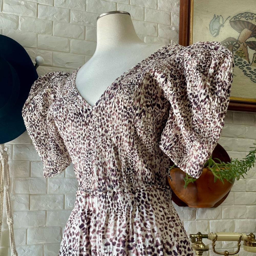 Sea New York Calla Cheetah Smocked V-Neck Jumpsuit Size 8 - Picture 6 of 15